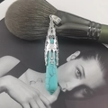 Colgante de columna hexagonal azul claro con tapa de plata grabada étnica - Turquesa (Sin Cadena)