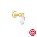 Golden S925 sterling silver ear stud featuring a marquise-cut zirconia and fringe drop - Gold #6