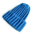 Unisex bright blue thick knit beanie hat with classic cuffed design in solid color - One Size / Royal Blue