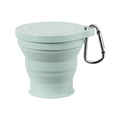 Tazza da viaggio pieghevole in silicone verde menta con moschettone su sfondo bianco - 180ML / Verde