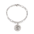 Elegante pulsera de cadena de acero de titanio plateado con colgante de estrella y strass - Color Acero