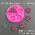 10-fach Silikonform Kirschblüte für DIY Fondant Tortendeko und Kunstharz Bastelarbeiten - 6-Loch Kirschblütenform / Rosa