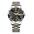 Montre de luxe pour homme en acier bicolore avec cadran noir signée DEDIMA - Bracelet Or Cadran Noir
