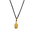 Golden Buddha head pendant with matte finish and black braided cord necklace - Gold Black Rope