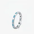 S925 sterling silver ring featuring a smooth turquoise inlay in a French retro style - 925 Silver / US Size 5