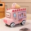 Pink ice cream food truck plush toy with dining car graphics and roof decoration - Pink Ice Cream Truck