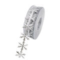 Ruban argenté à flocons de neige pour bricolage de Noël et décoration - Flocon de Neige Argent 10m