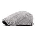 Lichtgrijze denim pet met visgraatpatroon en verstelbare metalen gesp - Lichtgrijs