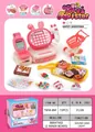 Detail view of pink bunny cash register set with interactive scanner and food accessories - Pink Rabbit 27-Piece Set