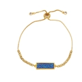 Minimalist 18k gold plated bracelet with a rectangular blue crystal on a white background - Multi-color