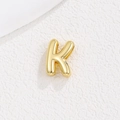 Detail view of 3D gold-plated letter K charm for 10mm DIY bracelet making - Letter K / Gold