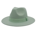 British style mint green cashmere felt fedora hat with matching wide ribbon band - Mint Green