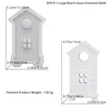 Detailed size specifications for a beach house silicone mold used for DIY resin or plaster crafts - Large Beach House Mold