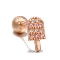 Rose gold ice cream stud earring with pink and white cubic zirconia and screw-back ball - Ice Pop / Rose Gold