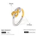 Two-tone knot design stainless steel ring with waterproof and hypoallergenic finish - US 8