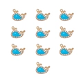 Detailed grid view of whale shaped alloy pendants with blue enamel and rhinestones - Style 2 Gold Blue Whale