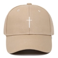 Cappellino da baseball kaki con ricamo croce bianca e visiera curva a 6 pannelli - Regolabile / Cachi