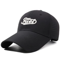 Casquette de baseball en maille respirante noire avec broderie Fuel et visière incurvée - Réglable / Noir avec broderie dorée