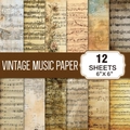 6-inch vintage classical music scrapbook paper set with 12 unique retro sheet music designs - Classical Music Theme (G038)