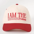 Classic cream and red baseball cap featuring bold I AM THE Problem embroidery detail - Adjustable / Off-white Spliced Red