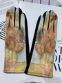 Guanti invernali in pelle scamosciata con stampa Van Gogh Girasoli e accenti gialli - Taglia unica / Modello 4 (Girasoli)