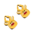 Golden reindeer enamel pendant with red nose and white antlers for DIY necklaces - Gold Cartoon Reindeer Head