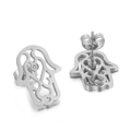 Elegant silver Hamsa Hand stud earrings featuring openwork design and clear zircon stone - Hamsa Hand Zircon Silver (KE63026-K)