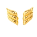 Orecchini minimalisti in ottone placcato oro 18K con design geometrico ad ala a tre strati - Oro