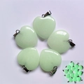 Pale green heart stone pendant with silver metal clasp for jewelry DIY and gifts - Luminous Stone (Green Glow)