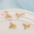 Gold plated 14K fishtail charm with pearl and zircon inlay, 10mm jewelry supply - 14K Gold Fish Tail