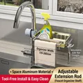 Brushed silver space aluminum kitchen faucet rack with towel bar and sponge holder - Space Aluminum / Silver - Right Bar Style