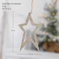 Golden wooden Christmas tree star pendant with glitter finish and jute hanging string - Gold Hollow Star