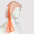 Detailaufnahme der orangefarbenen Netzkopfbedeckung mit glitzernden Kristall-Strasssteinen - 90cm / Orange