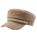 Dames schipperspet van lamswol in camel met gevlochten koord en vintage knoop - 58cm / Khaki