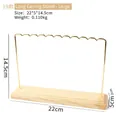 Golden metal earring display stand with wooden base in size 22cm x 5cm x 14.5cm - Long Row Earring Stand - Large