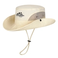 Beige quick-dry sun hat with breathable grey mesh and adjustable chin strap for hiking - Adjustable / Light Beige