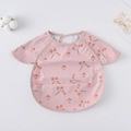 Pink waterproof baby bib smock with short sleeves and cute cartoon house prints - Shawl - Red Fruit Cottage / One Size