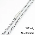 Collana a catena in acciaio inossidabile argento con chiusura magnetica, 550x5mm - Collana (550mmx5mm) / Collana Color Acciaio (KN299570-Z)