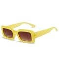 Retro rectangle sunglasses with bold lemon yellow frames and brown gradient lenses - Jelly Yellow Frame Double Tea Lens