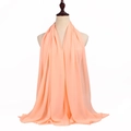 Rectangle peach pink pearl chiffon scarf for women with elegant drape and sheer texture - Coral Pink