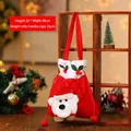 Rote Weihnachtsgeschenktüte mit weißem Bär-Motiv und festlichem Kordelzug-Design - Samt Großer Kopf Geschenktüte [Bär]