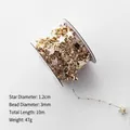 10m golden star and bead chain reel for Christmas tree DIY decor and festive crafts - Champagne Star Bead Chain 10m