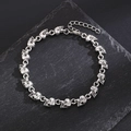 Gothic skull charm bracelet in vintage silver finish with adjustable extender chain - 15-Section Skull Linked Bracelet (15 Sections) / Antique Silver