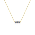 Collana in argento 925 dorato con tre pietre rettangolari blu e piccoli diamanti - Argento 925 / Oro 18K