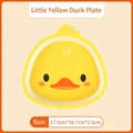 Cute yellow duck shaped divided plate for kids mealtime with minimalist facial design - Little Duck Plate