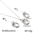 Parure de bijoux nœud argenté avec collier pendentif cristal et boucles d'oreilles - Argent (KS117910-KSP)