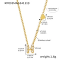 Golden stainless steel necklace with zircon H-letter pendant and heart charm detail - Letter H Necklace (RP001) / Gold