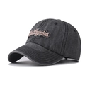 Vintage gewassen antraciet baseballpet met roze Los Angeles borduursel en distressed look - Verstelbaar / Zwart