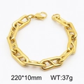 Bracciale a catena H in acciaio inossidabile dorato con chiusura a moschettone, 220mm e 37g - 10mm Oro (KB1862242-Z)