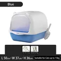 Enclosed blue and white cat litter box with door and scoop, size 50x37x36cm - Large (50*37*36cm) / Teal